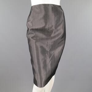 RALPH LAUREN Size 4 Metallic Grey Wool Blend Denim Pencil Skirt